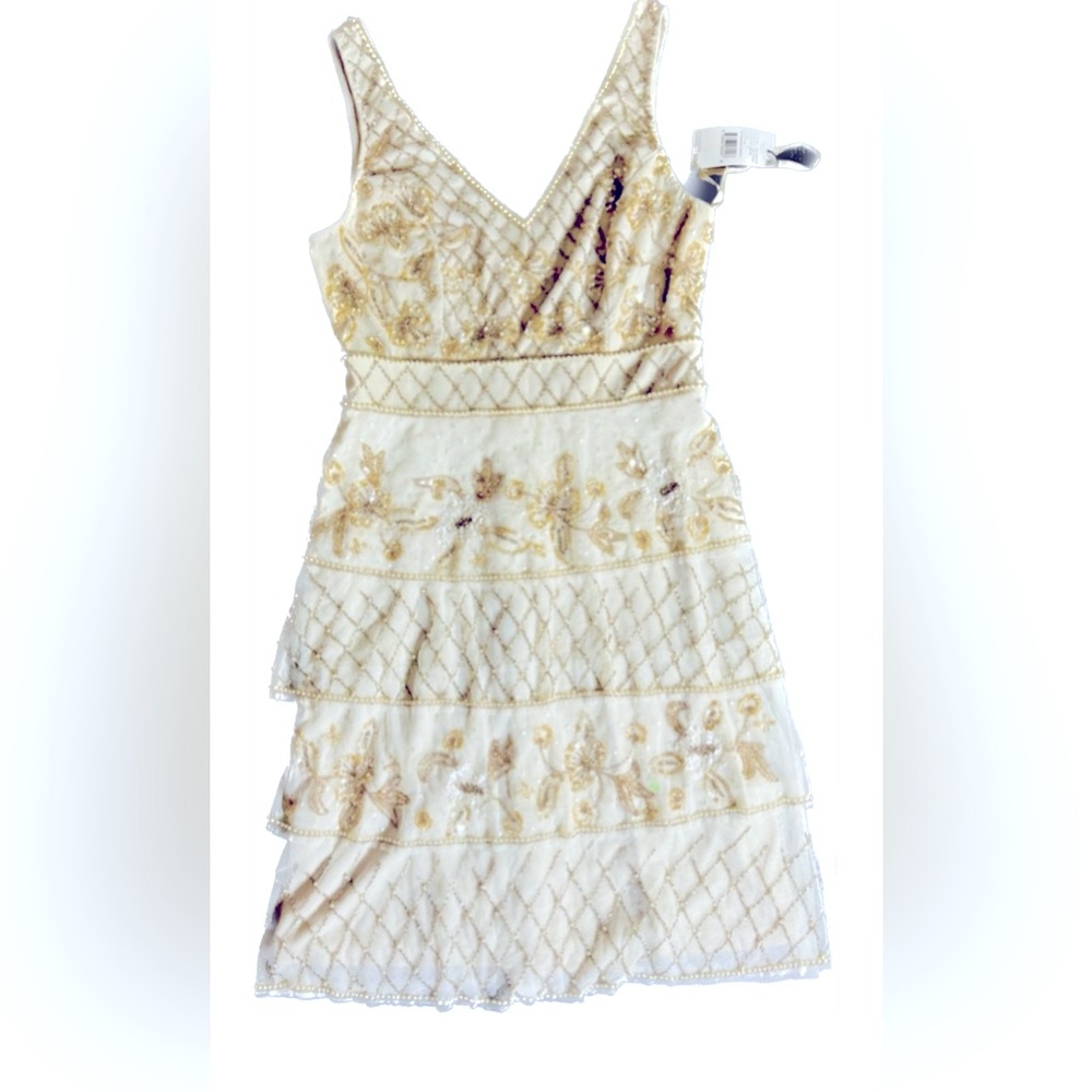 Adrianna Papell Elegant and Gorgeous off white sequin dress. size 6 with tagged